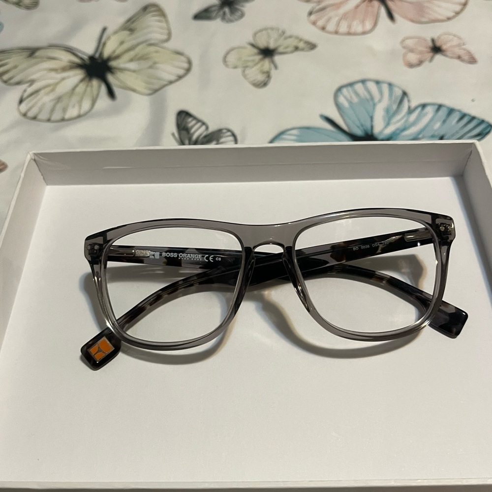 Hugo Boss Transparent Gray Rectangular Glasses - Picture 5 of 5